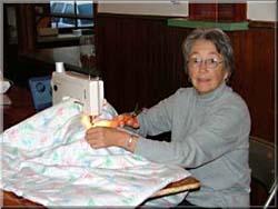 Priscilla Lamont creates a quilt as part of the Woodstown MM sewing group.