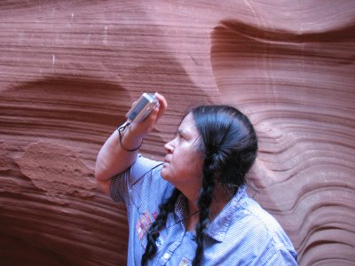 Sondra in the slot canyon